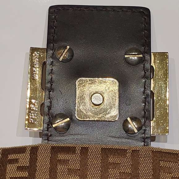 Fendi Zucchino Mama vintage canvas shoulder bag- brown/beige gold hardware - Picture 5 of 13